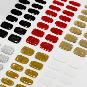 Autocollants <span class=keywords><strong>d</strong></span>'enveloppements <span class=keywords><strong>d</strong></span>'ongles en gel semi-durci à 16 pointes, couverture complète, extension UV/LED à paillettes dorées simples, curseurs durables - Product Image 3