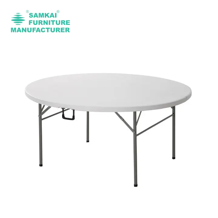 宴会やイベント用のSK-ZDZ-G005エレガントな丸いプラスチック製折りたたみテーブル-ポータブルな白いダイニングテーブル