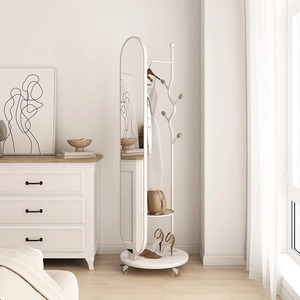 Porte-manteau moderne sur pied avec miroir, <span class=keywords><strong>cintre</strong></span> amovible, métal durable, multifonctionnel, pour chambre à coucher, salon - Product Image 1