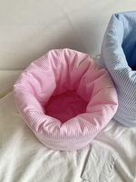 Panier de rangement en tissu style coréen, sac organisateur de cosmétiques rayé, bac de rangement de bureau, grande capacité, support de maquillage pour coiffeuse