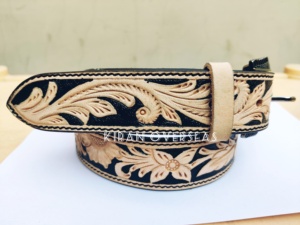 Cinturones de diseñador occidental de piel de vaca de la mejor calidad hechos a mano de grano completo DD cuero tallado herramientas vaca chica vaquera cinturones - Product Image 4