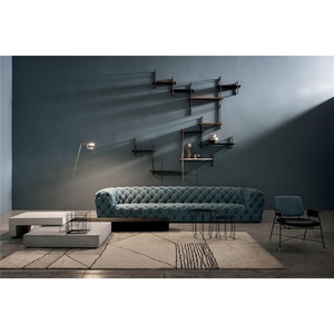 <span class=keywords><strong>Canapé</strong></span> <span class=keywords><strong>Chesterfield</strong></span> <span class=keywords><strong>convertible</strong></span> en velours capitonné en forme de L, contemporain et luxueux, pour salon - Product Image 2