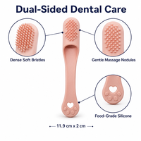 Brosse à dents double face pour chat ODM, brosse à dents pour animaux de compagnie en silicone de qualité alimentaire avec poils doux pour chats, outil de soin buccal