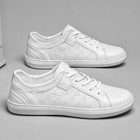 Chaussures plates de plein air tendances avec logo personnalisé en toile décontractée en cuir véritable baskets noires de course et de loisirs pour hommes sports