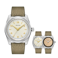 Montre pour homme personnalisée de luxe, mécanique Miyota, acier inoxydable argenté, cadran rond de 38 mm, cristal saphir, bracelet en nylon