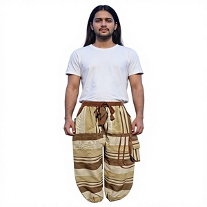 Pantalones Harem Holgados Estilo Bohemio, Vintage, para Mujer, Cintura Alta Elástica, Algodón Lavado, Transpirables y Ecológicos - Product Image 1