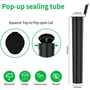 Black Joint Tube 110mm 116mm Child Resistant Dobe Tube Waterproof Sealing Pre-rolled POP TOP Tubes For Cigarillos Packaging