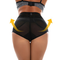 Taille haute Sexy sous-vêtements bout à bout rehausseur rembourré Shapewear contrôle culotte Silicone fesses coussinets slips pour femmes
