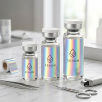 Autocollants holographiques personnalisés pour flacons, étiquettes résistantes à l'eau et à la chaleur pour l'emballage de bouteilles et de pots, 3 ml, 10 ml, 15 ml