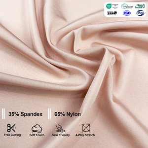 Factory Custom 65% Nylon 35% 140gsm Spandex Breathable Interlock 4 Way Stretch Fabric For Gym Clothes Women Gym Activewear