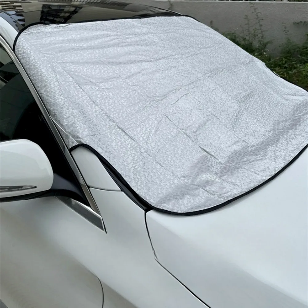 Capa de veludo de algodão dupla utilização para meio carro, película de alumínio anticongelante, bloqueio de neve, casaco de proteção solar para carro