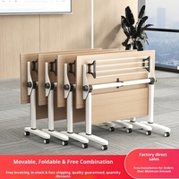 HYZ-245X Table de réunion et de formation pliante en bois avec chaises, combinable, longue, mobile, à roulettes, multifonctionnelle, usage commercial