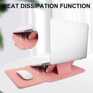 Vente en gros d'usine, étui pour ordinateur portable de haute qualité OEM/ODM, sac en cuir PU, angle réglable avec support, 14 pouces, PC rose - Product Image 6