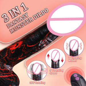 Consolador Vibrador Monstruo de Fantasía Enorme con Control Remoto para Estimulación Anal y Vaginal del Punto G, <span class=keywords><strong>Dildo</strong></span> Realista Grueso con Empuje Vibratorio - Product Image 2