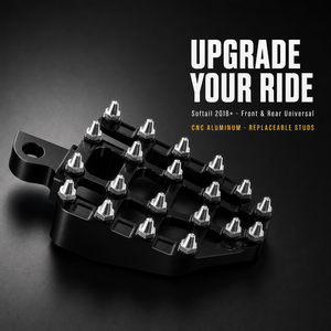 Reposapiés Delanteros Anchos Estilo Cholo, Pedales de Aleación de Aluminio para Softail Cruiser, Mejora Universal para el Mercado de Repuestos - Product Image 1