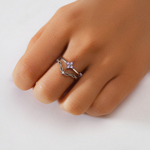 Anillos CANNER con Diseños Nuevos en Plata de Ley 925, Anillos Románticos de Doble Círculo con Circonita Cúbica Morada en Forma de Flor para Niñas y Mujeres, Regalos - Product Image 5