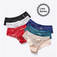 Fabricant OEM de sous-vêtements : Culottes taille basse en maille tricotée, strings, tangas, culottes pour femmes en maille brodée florale et dentelle, grandes tailles