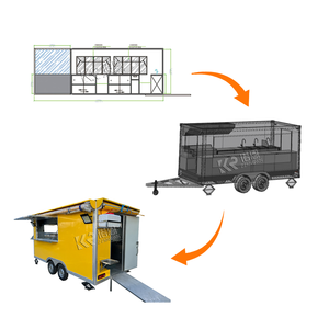 Remorques de camion de nourriture carrées jaunes de 16,4 pieds pour les États-Unis, chariot de nourriture multifonctionnel personnalisé entièrement équipé avec certificat DOT - Product Image 3