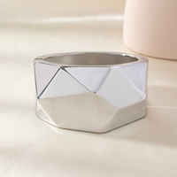 Bracelet jonc géométrique plaqué or poli à facettes, avec charnière à ressort, pour femme - Collection 2027