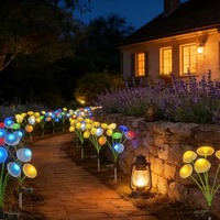 Lampes solaires à piquet pour jardin, LED étanches, en forme de papillon, pissenlit, luciole, fleurs, pour la décoration extérieure de la cour, du patio, du chemin et du paysage