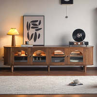 Lemari TV Gaya Mid Century Amerika dari Kayu Walnut Hitam Amerika Utara dengan Laci Penyimpanan untuk Ruang Tamu