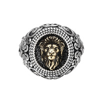 Bague pour homme en argent sterling 925, design lion audacieux et tendance, ouverture réglable, style vintage, bijoux personnalisés, vente en gros