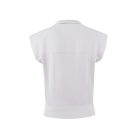 Top de punto tipo polo para mujer con manga casquillo y bufanda extraíble, cuello polo informal, ropa exterior, MOQ bajo, personalizado