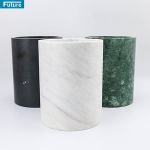 Doğal taş mermer varil tasarım kırmızı mermer şarap soğutucu buz kovası beyaz mermer şarap soğutucu - Product Image 2