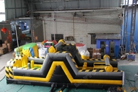Parcours d'obstacles gonflable commercial extérieur, jeu de défi gonflable avec toboggan d'escalade pour parc d'attractions