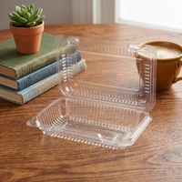 Boîte d'emballage transparente en PET de qualité alimentaire, écologique, avec couvercle rabattable, pour gâteaux et desserts, design rectangulaire