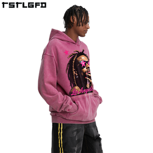 Sweat à capuche brodé en coton biologique surdimensionné pour hommes, poids lourd d'hiver 500 g/m² - Product Image 3