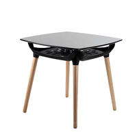 Table basse moderne noire en gros, table à manger, mobilier de salon, table à manger carrée nordique avec rangement