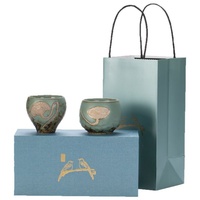 Ensemble de tasses à thé en céramique chinoise avec boîte cadeau, design feuille de lotus dorée, 135 ml, 155 ml, tasses de dégustation