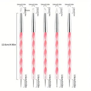 Juego de 5 Herramientas de Acero Inoxidable para Decoración de Uñas, Puntas de Silicona Acrílica de 2 Vías, Bolígrafos para Pintar con Efecto Mármol - Product Image 4