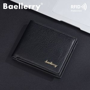 กระเป๋าสตางค์แบบสั้นสำหรับผู้ชายแบรนด์ Baellerry ป้องกัน RFID สีดำกาแฟ ดีไซน์เรียบง่าย ใช้สำหรับธุรกิจ มีช่องใส่เหรียญ - Product Image 4