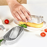 En stock : Moule à pâtisserie ovale perforé en acier inoxydable, cercle à mousse, cercle à tarte française, moule à cheesecake, moule à gâteau de riz, compatible four