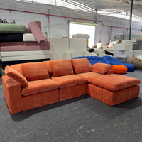 Sofá Modular de Tela Acolchada Naranja para Sala de Estar, Sofá Seccional en Forma de L de 3 Plazas, Suave y Comprimido