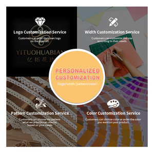 قماش دانتيل مطرز بالزهور بشرائط دانتيل وطبقة خياطة من القطن الأبيض لحرف الحرف اليدوية - Product Image 5