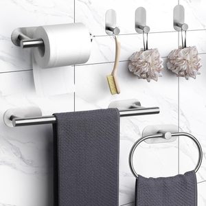 Ensemble moderne et écologique de 4 barres porte-serviettes autocollantes en acier inoxydable avec options noir/argent/or pour accessoires de salle de bain - Product Image 2