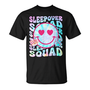 T-shirts promotionnels personnalisables pour pyjama de nuit assorti Sleepover Squad Groovy Tie Dye - Product Image 2