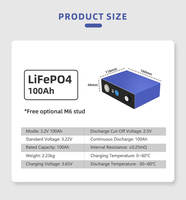 Cellule prismatique LiFePO4 3,2 V 100 Ah, 4000 cycles, haute sécurité, compacte, légère, écologique, pour le stockage d'énergie solaire