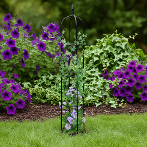 Obelisco de jardín con enrejado de 6.2 pies, torre metálica recubierta, ligera, estilo clásico, para soporte de plantas en el patio trasero. - Product Image 2