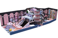 Equipo de juegos interior comercial directo de fábrica: Torre de escalada con tobogán triple, piscina de bolas y paredes de escalada para niños, estilo Pastel Space Steampunk