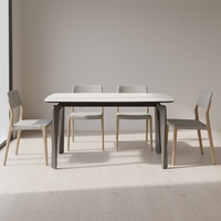 Ensemble de table à manger carrée moderne en marbre avec 6 chaises et pieds en acier inoxydable, meubles pour appartement, salon