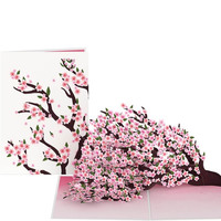 Tarjeta de Felicitación Creativa 3D con Diseño de Árbol de Hojas de Arce, Tarjeta de Regalo Rectangular Plegable Roja para Negocios y Festivales