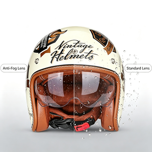 <span class=keywords><strong>Casco</strong></span> de Motocicleta Abierto 3/4 Retro <span class=keywords><strong>Vintage</strong></span> con Certificación DOT, Visera Doble Antivaho, Carcasa de ABS, Acolchado de EPS, Estilo Cafe Racer y Scooter - Product Image 2