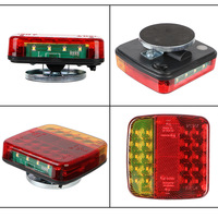 Feux de remorquage LED portables 12V 24V avec base magnétique, feux arrière et latéraux LED, lampe d'avertissement, kits de feux de remorquage sans fil