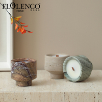 Flolenco Nordic Stone Candle Holder Tabletop Candle Cup Soy Wax Aromatherapy Oil for Home Wedding Celebration Candle Jar