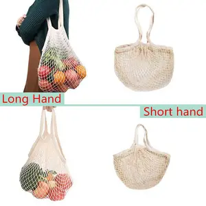 Reusable Cotton Mesh Grocery Bags 100% Cotton Net Cotton String Shopping Bag Eco Market Bag