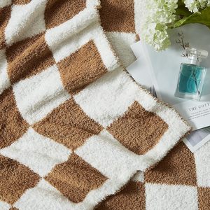 Cozy Checkerboard Grid <strong>Fluffy</strong> Microfiber Knitted Throw Blanket Lightweight Fleece Checkered <strong>Bed</strong> Blanket 50'*60' Soft Couch <strong>Cover</strong> - Product Image 5